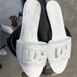 Dolce & Gabbana White Leather Flats